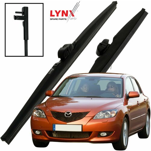 Дворники Mazda 3 (1) BK Мазда 3 хэтчбек 5 дв. 2003 2004 2005 2006 Щетки стеклоочистителя зимние LYNXauto 530мм-480мм к-т 2шт.