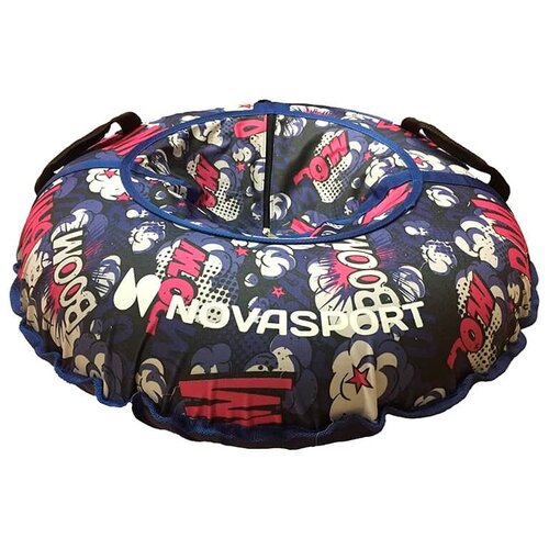 Санки надувные 80 см NovaSport Тюбинг ткань с рисунком без камеры CH030.080 красный/снеговики