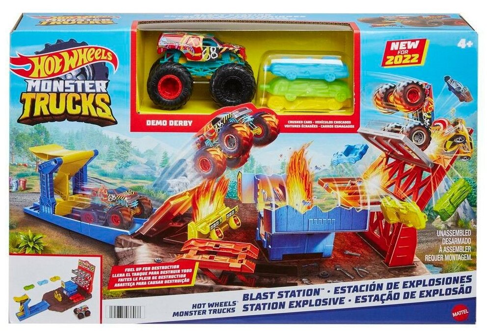 Игровой набор Mattel Hot Wheels Монстр-трак Автотрек Взрывная станция