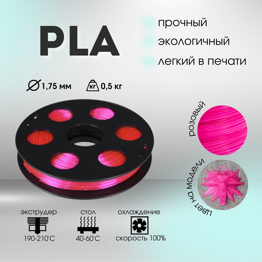 Розовый PLA пластик Bestfilament для 3D-принтеров 0,5 кг (1,75 мм)