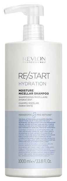 Шампунь Revlon Professional Re/Start Re/Start Hydration Moisture Micellar Shampoo, Мицеллярный шампунь для нормальных и сухих волос, 1000 мл