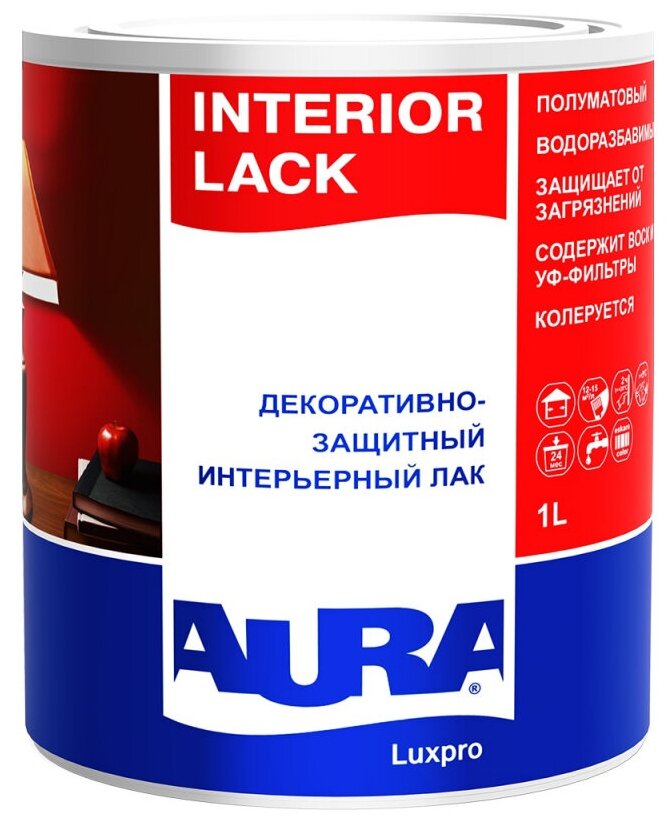 лак акриловый AURA Interior Lack 1л полуматовый, арт.4607003910747