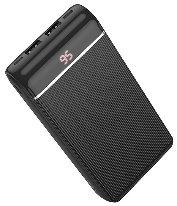 Портативный аккумулятор HOCO J59A, 20000mAh, 2 USB выхода, Micro, Lightning и Type-C входы, дисплей, чёрный