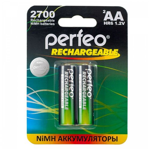 Аккумулятор Ni-Mh 2700 мА·ч 1.2 В Perfeo Rechargeable AA 2700, в упаковке: 2 шт. аккумулятор ni mh 2700 ма·ч 1 2 в gp rechargeable 2700 series aa в упаковке 10 шт