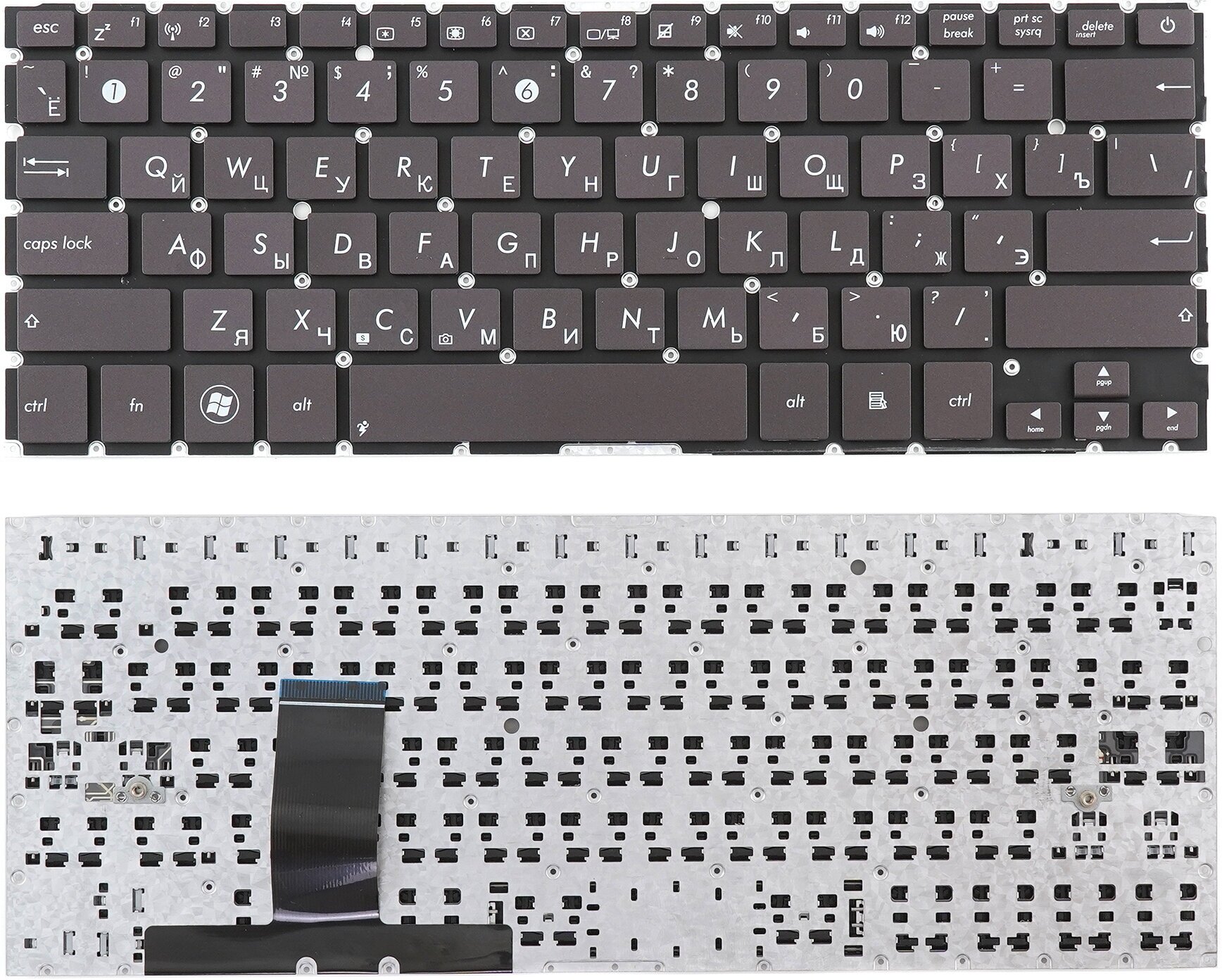 Клавиатура для ноутбука Asus UX31A, UX32, U38D черная без рамки, без подсветки