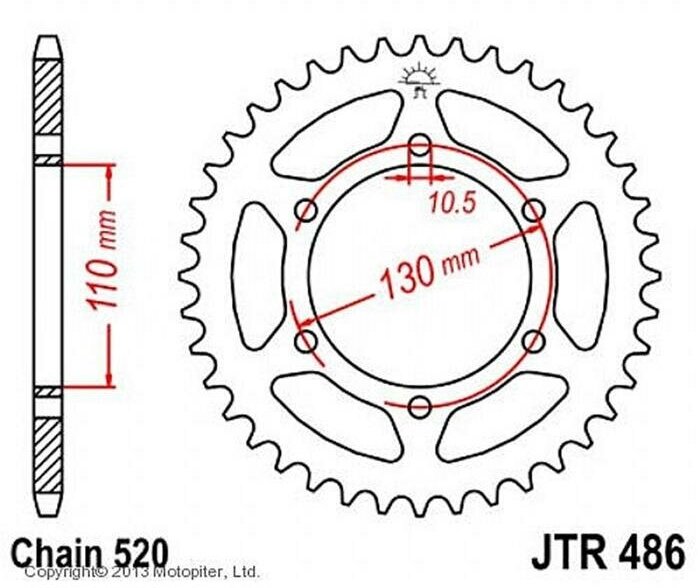 Звезда ведомая (задняя) JTR486.42 JT 520