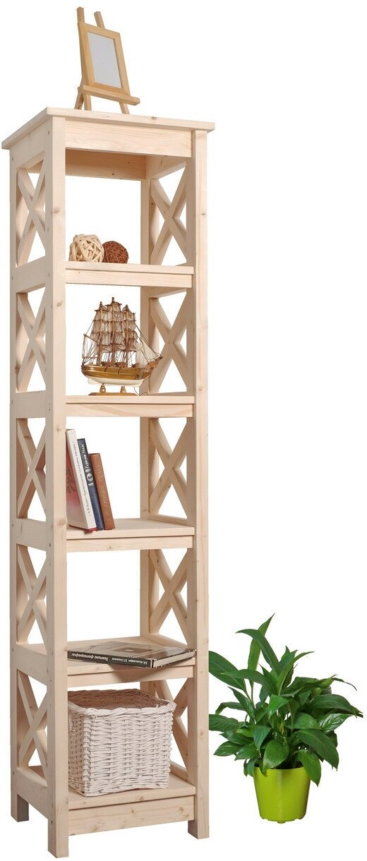 фото Стеллаж деревянный, массив сосны, 4 полки, 89*30*179