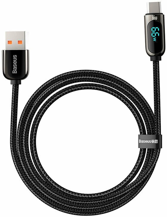 Кабель USB - Type-C Baseus CASX020001 Display, 1.0м, 66Вт, цвет: чёрный