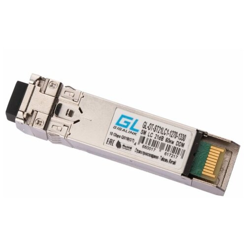 трансивер fibertrade sfp модуль модуль western digitalm sfp модуль 10гбит с tx 1270 rx 1330нм lc 10км Трансивер GIGALINK (GL-OT-ST21LC1-1270-1330)