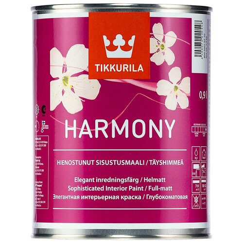 Краска акрилатная матовая Harmony (Гармония) TIKKURILA 0,225 л бесцветный (база С)