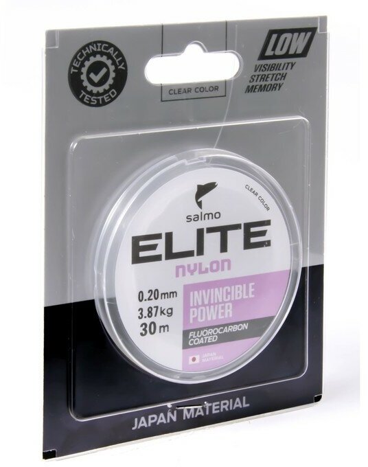 Леска монофильная Salmo Elite FLUORO COATED NYLON, диаметр 0.2 мм, тест 3.87 кг, 30 м, прозрачная