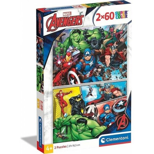 Пазл Clementoni 2X60 Marvel The Avengers. Супергерои Мстители, арт.21605 пазл clementoni 2x60 транспортные средства арт 21619