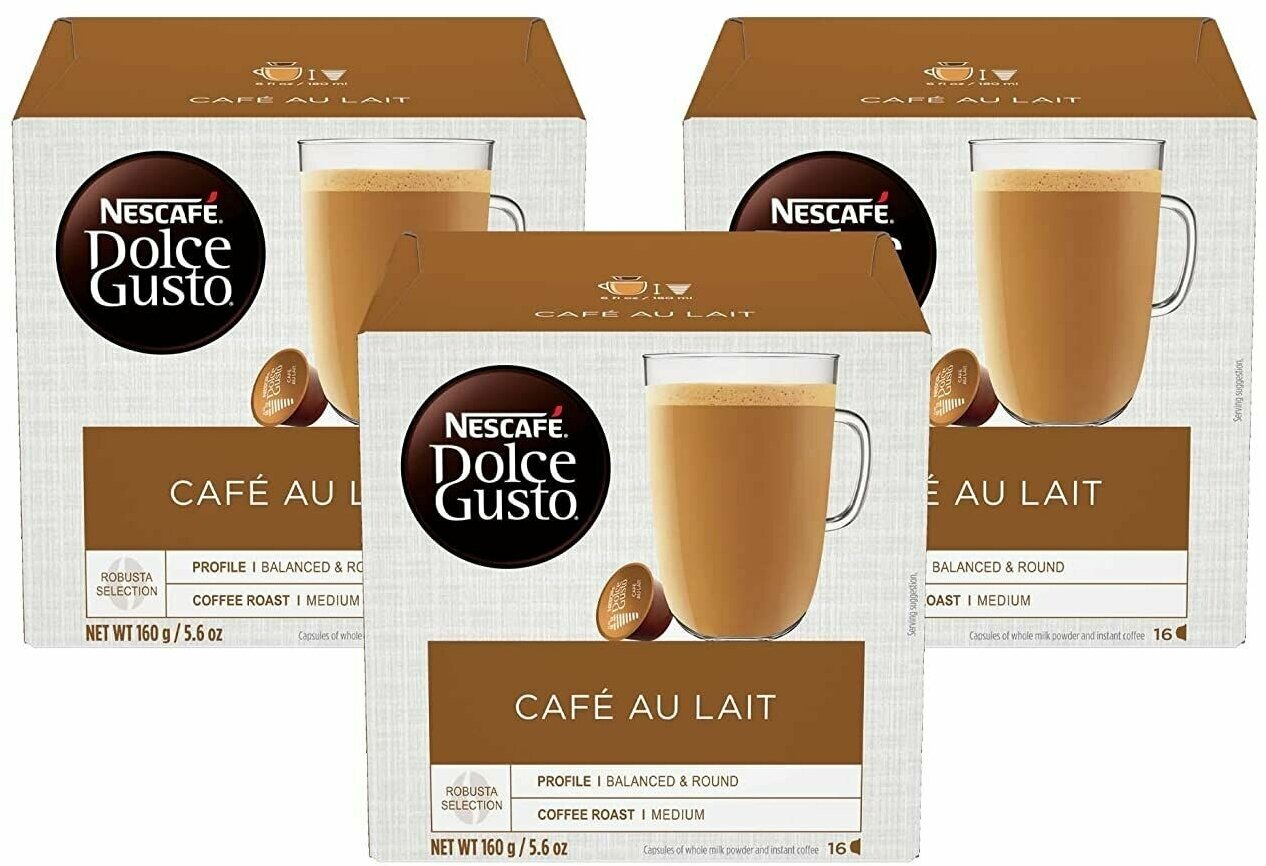 Кофе в Капсулах Nescafe Dolce Gusto Cafe Au Lait 3 упаковки по 30 Капсул / Нескафе Дольче Густо - фотография № 2