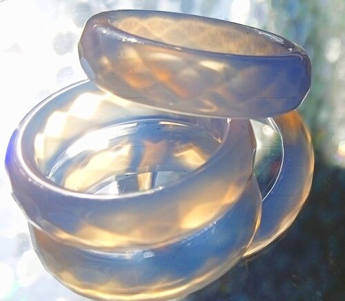 Кольцо Кольцо Агат Голубой Аквамариновый с огранкой, мощный амулет, агат, размер 17.5, голубой