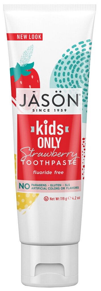 Детская зубная паста Jason Natural Kids Only с клубничным вкусом, 119 гр