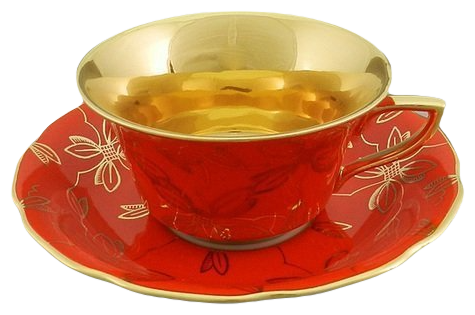 Чашка с блюдцем Виндзор Золотые листья, алый (150 мл), Leander