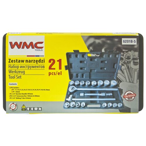 набор инструментов wmc tools wmc 6201b 5 21 предм черный Набор инструментов WMC Tools WMC-6201B-5, 21 предм., черный