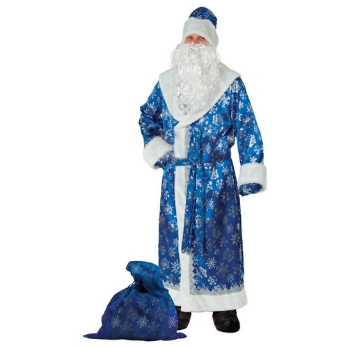 фото Карнавальный костюм для взрослых "дед мороз", размер 54-56, синий батик