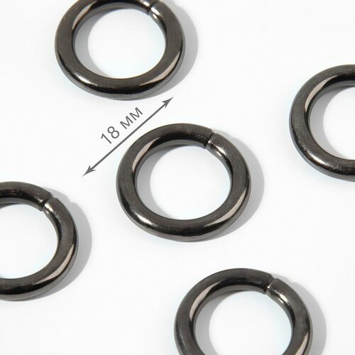 Кольца для сумок, d = 12/18 мм, толщина - 3 мм, 10 шт, цвет чёрный никель металлическое d образное кольцо 18 мм 5 шт
