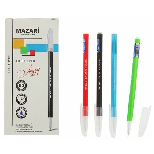 Ручка шариковая Mazari Jazzy Ultra Soft, 0.7 мм, синяя, корпус микс(50 шт.)
