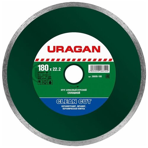 Диск алмазный отрезной URAGAN 36695-180, 180 мм, 1 шт.