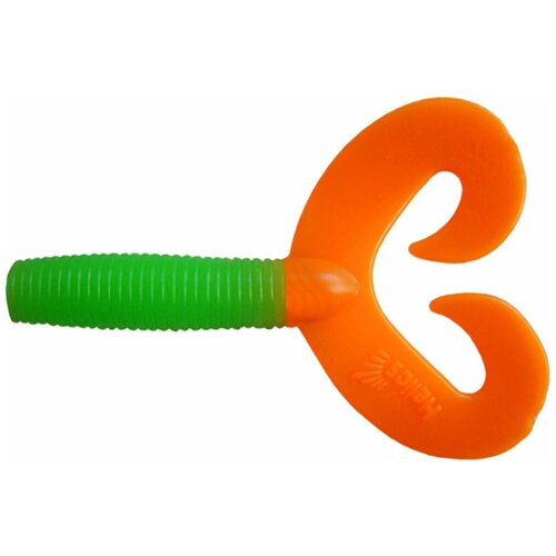 credo double tail lime  orange Твистер Helios Credo Double Tail, 2,95/7,5 см, Lime & Orange HS-12-020 (7 штук)