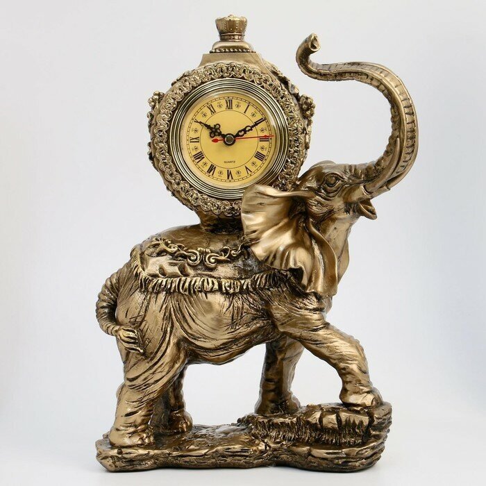Настольные часы каминные "Слон", бронзовый 35х22х10 см