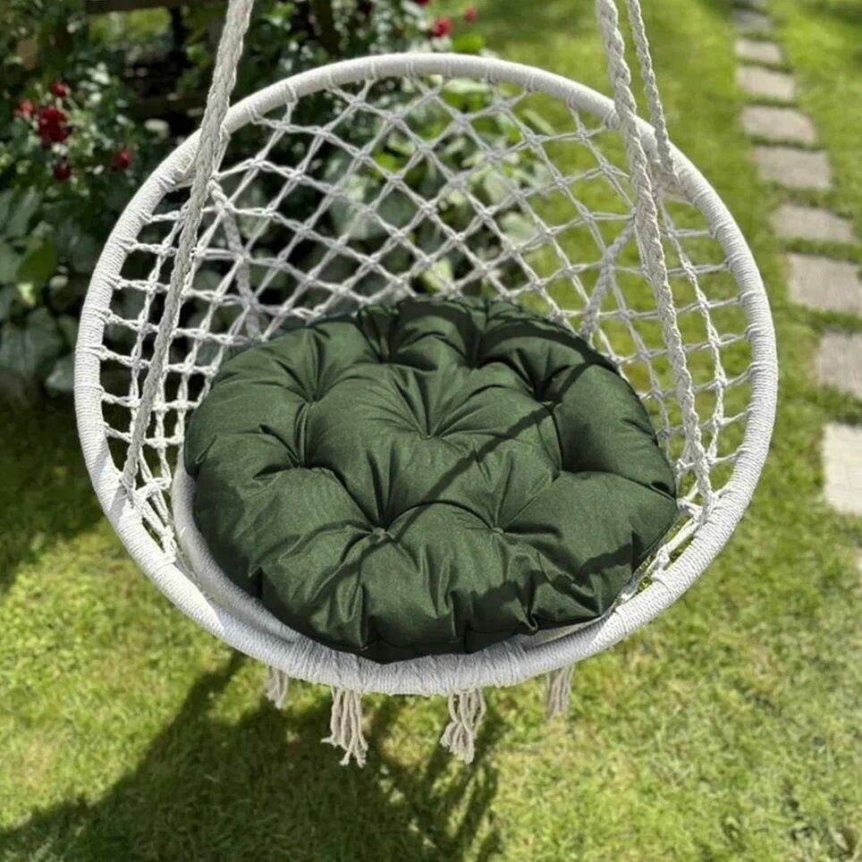 Круглая подушка для садовых качелей Вилли, напольная сидушка 60D, хаки - фотография № 2