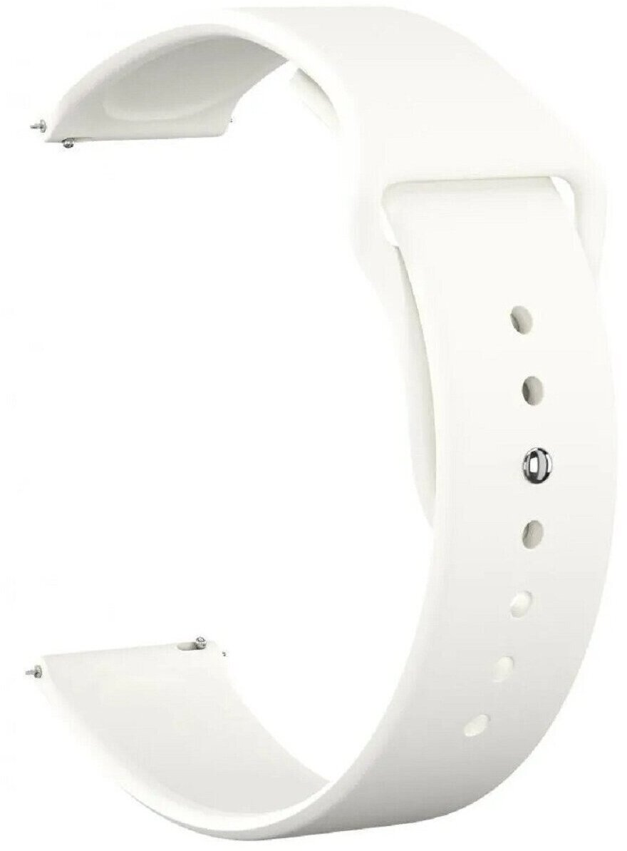 Универсальный силиконовый ремешок для смарт-часов Xiaomi Amazfit, Huawei, Samsung Galaxy Watch, Garmin 22 мм, белый