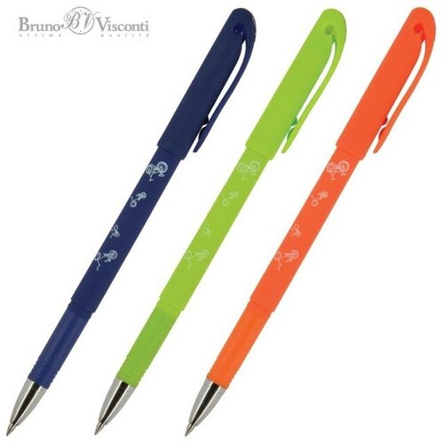 Ручка гелевая со стираемыми чернилами BrunoVisconti DeleteWrite Велосипеды, узел 0.5 мм, синие чернила, матовый корпус Soft Touch, микс