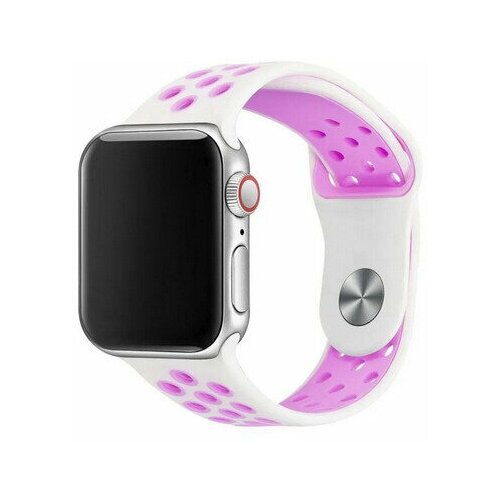 ОЕМ, Спортивный ремешок для Apple Watch 42/44мм, арт.011840, белый/фиолетовый