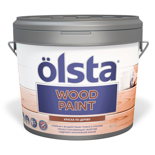 Olsta Wood Paint полуматовая белый 9 л грунт для деревянных поверхностей olsta wood primer 5л