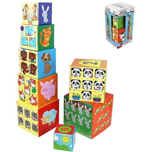 Игра Разумные детки. Кубики-пирамидка Веселый небоскреб И-5033 BRIGHT KIDS