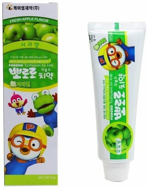 Детская зубная паста со вкусом яблока Pororo Toothpaste For Kids Fresh Apple Flavor 90гр