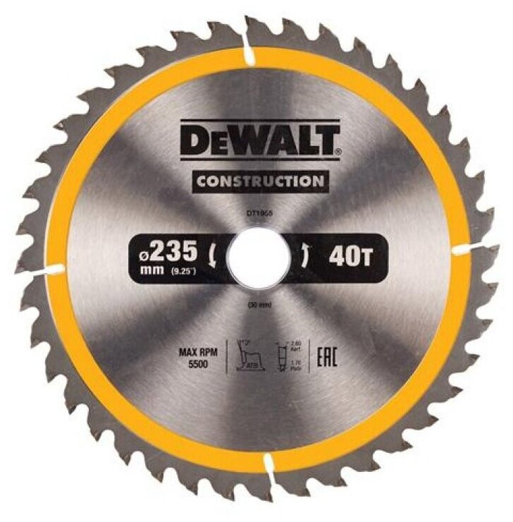 Пильный диск DeWALT Construction DT1955-QZ 235х30 мм - фотография № 1