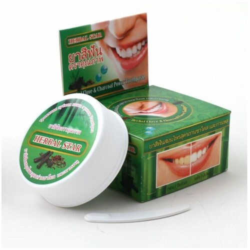 Herbal CLOVE CHARCOAL POWER Toothpaste Herbal Star Зубная паста с гвоздикой и бамбуковым углём шайба 30 г 364₽