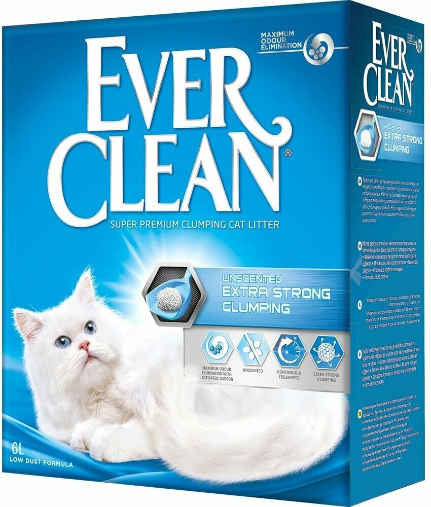 Наполнитель для кошек без ароматизатора Ever Clean Extra Strong Clumping Unscented, голубая полоска, 6 л