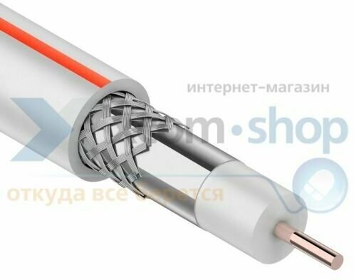 Кабель Rexant SAT 50 M, CCS/Al/Al, (75%), 75 Ом, 100м, белый CABLETECH 01-2401-2