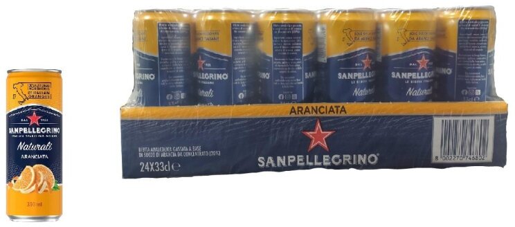 Напиток SanPellegrino Naturali с сок апельсин ср/газ ж/б 0,33л 24шт/уп