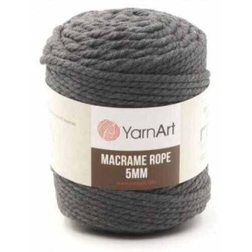 Пряжа YarnArt Macrame Rope 5mm серый (758), 60%хлопок/ 40%вискоза/полиэстер, 85м, 500г, 3шт