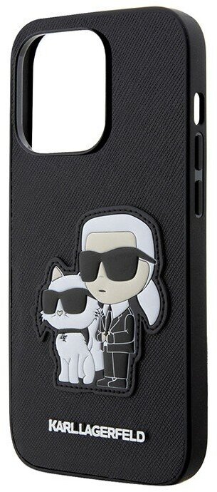 Lagerfeld для iPhone 14 Pro Max чехол PU Saffiano NFT Karl & Choupette Hard Black