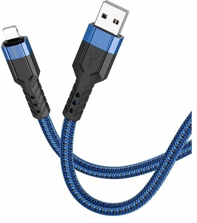 Кабель Hoco U110, USB to iP (Lightning) 2.4А, 1.2м, синий