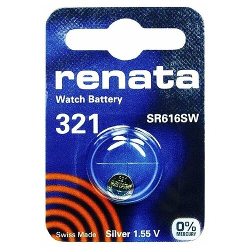 Батарейка Renata SR616SW, в упаковке: 1 шт. 20pcs lot panasonic 1 55v sr616sw 321 silver oxide watch battery d321 321 gp321 6 8 6mm button coin cell batteries made in japan