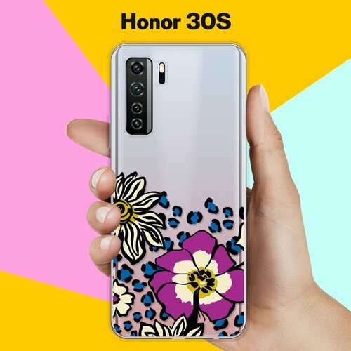 Силиконовый чехол Цветы с узором на Honor 30s силиконовый чехол цветы с узором на honor 9s