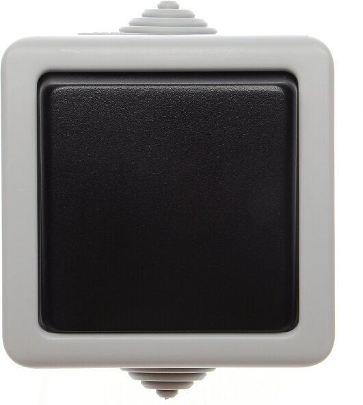 Переключатель LK Aqua 80003 1кл. о/п IP54 серый клавиша черная (2 шт. в комплекте) - фотография № 1