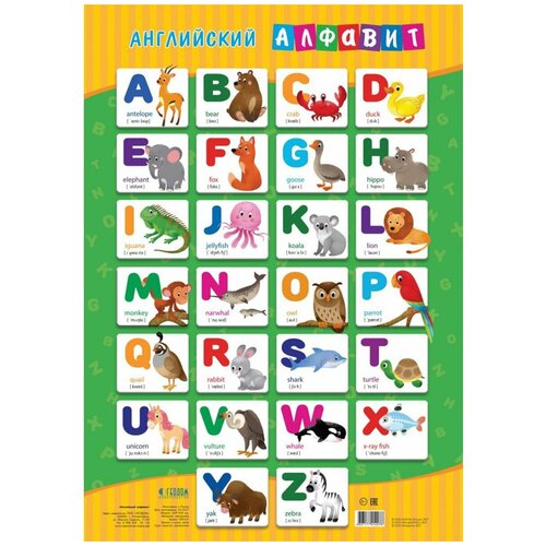 Плакат ГеоДом Английский алфавит, 8 шт. обучающий плакат английский алфавит для детей а 1 60x84 см