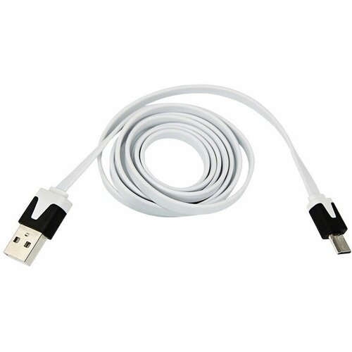 Универсальный плоский USB кабель microUSB (быстрая передача данных) 1 м, цвет: Белый кабель micro usb провод для зарядки 1 м белый wuw x153