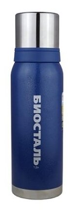 Термос Biostal Охота (1 литр), 2 чашки, синий