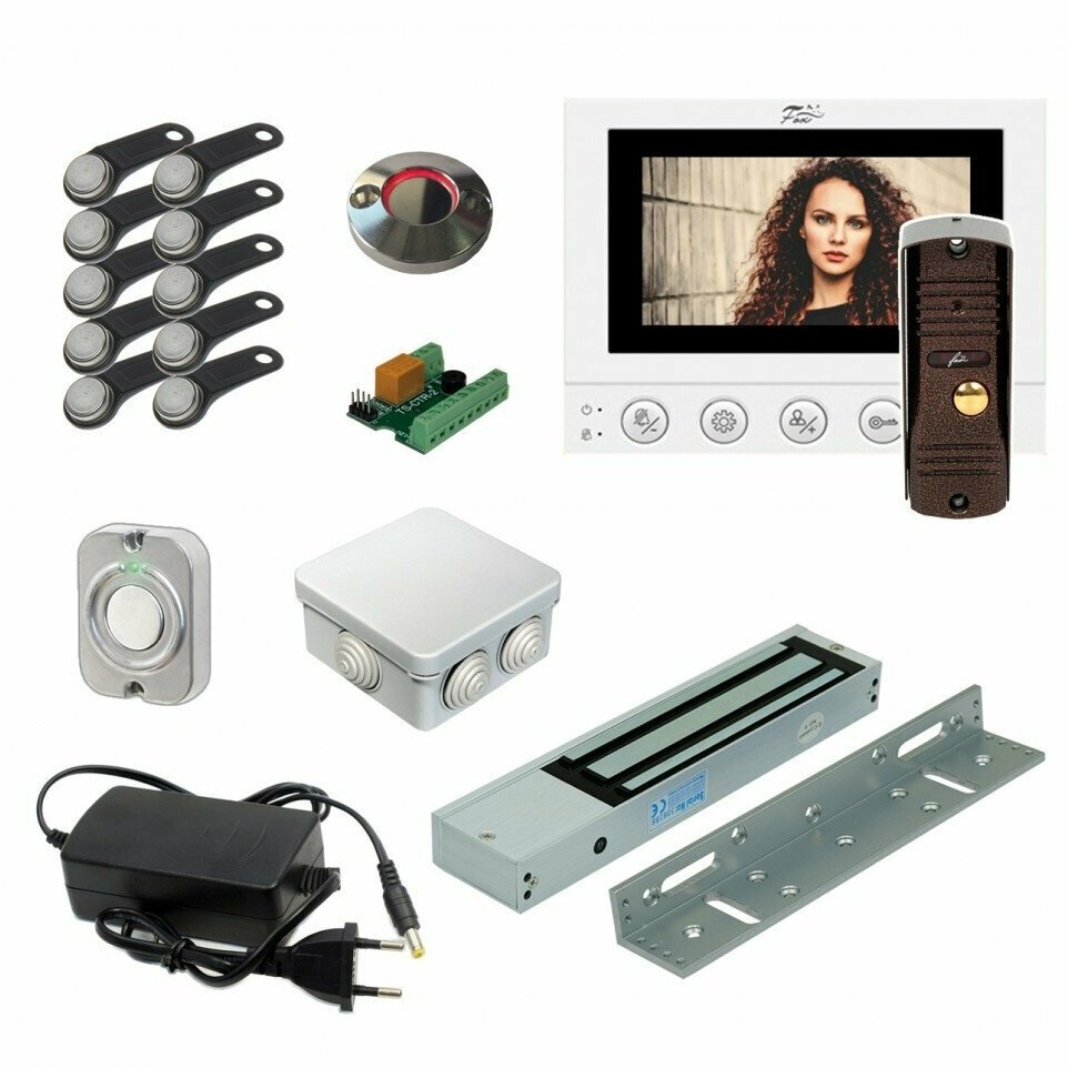 Комплект видеодомофона Fox 4.3" с электромагнитным замком и ключами TM