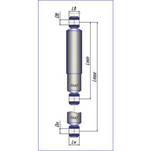 PAAZ P402290500630 П40.2.2905006-30_амортизатор подв. передний! 375-575 О/О 18x52 18x52\ GAZ-53/66/3306/3307/3309/4301